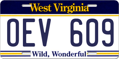 WV license plate OEV609