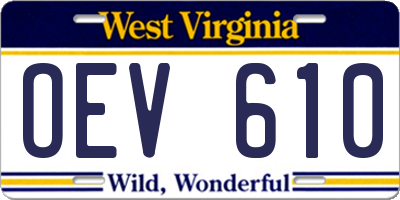 WV license plate OEV610