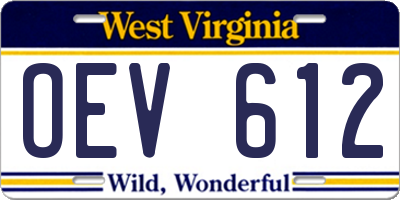 WV license plate OEV612