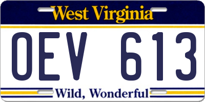 WV license plate OEV613