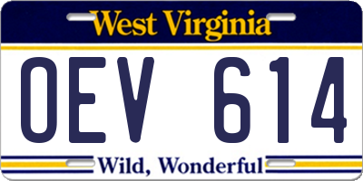 WV license plate OEV614