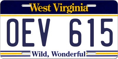 WV license plate OEV615