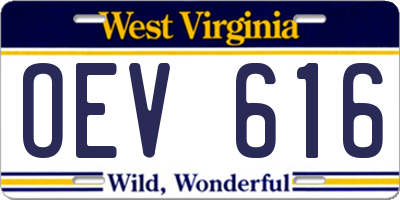 WV license plate OEV616