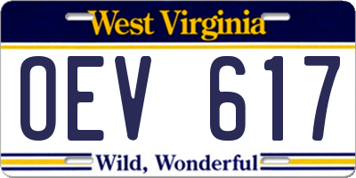 WV license plate OEV617