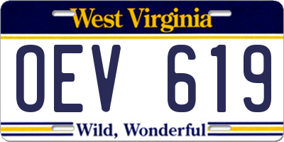 WV license plate OEV619