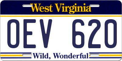 WV license plate OEV620