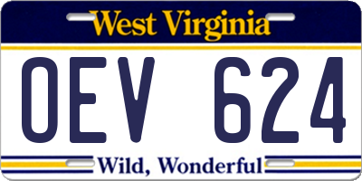 WV license plate OEV624