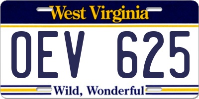 WV license plate OEV625