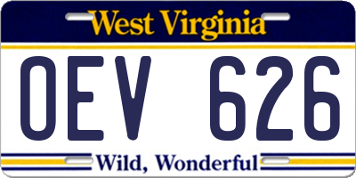 WV license plate OEV626
