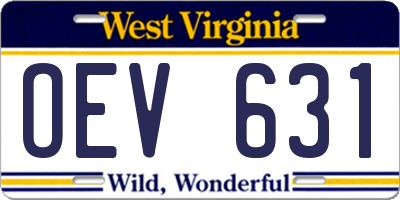 WV license plate OEV631