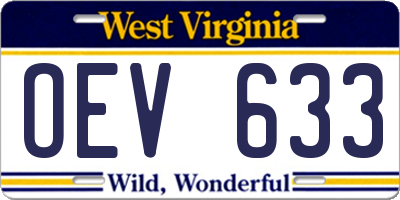 WV license plate OEV633