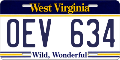 WV license plate OEV634
