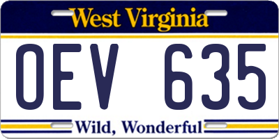 WV license plate OEV635
