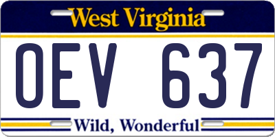 WV license plate OEV637