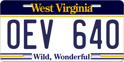 WV license plate OEV640