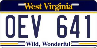 WV license plate OEV641