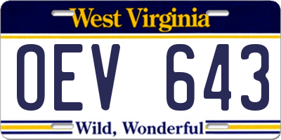 WV license plate OEV643