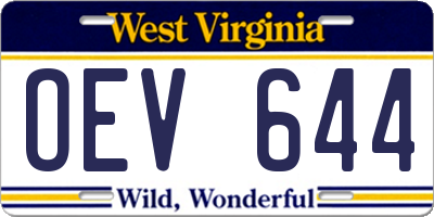 WV license plate OEV644