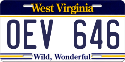 WV license plate OEV646