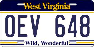 WV license plate OEV648