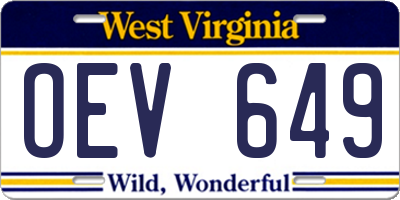 WV license plate OEV649