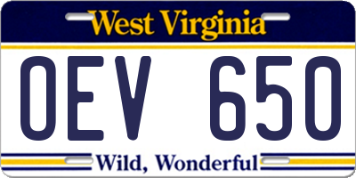 WV license plate OEV650