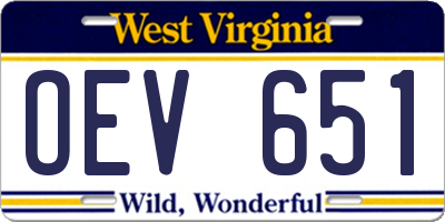 WV license plate OEV651