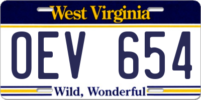 WV license plate OEV654