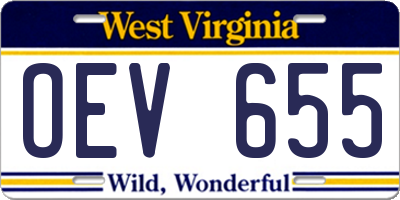 WV license plate OEV655