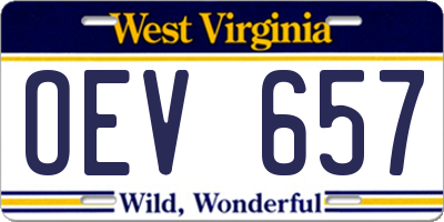 WV license plate OEV657