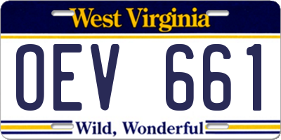 WV license plate OEV661