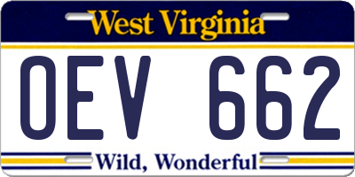 WV license plate OEV662