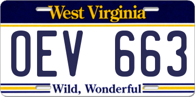 WV license plate OEV663
