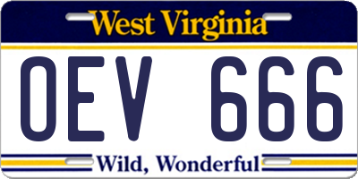 WV license plate OEV666