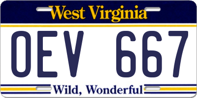WV license plate OEV667
