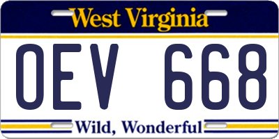 WV license plate OEV668