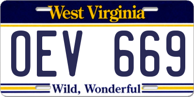 WV license plate OEV669