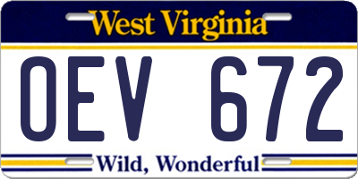 WV license plate OEV672