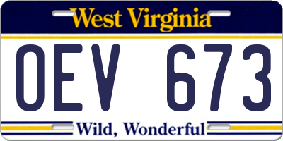 WV license plate OEV673