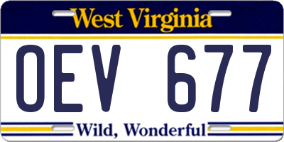 WV license plate OEV677