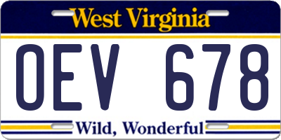 WV license plate OEV678