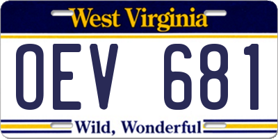WV license plate OEV681