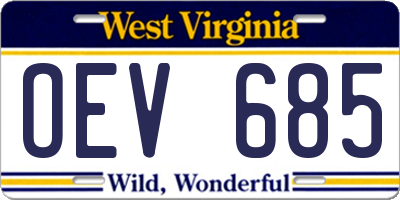 WV license plate OEV685