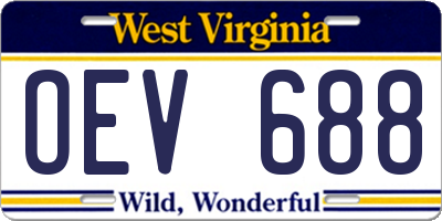 WV license plate OEV688