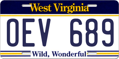 WV license plate OEV689