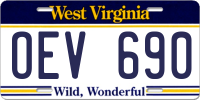 WV license plate OEV690