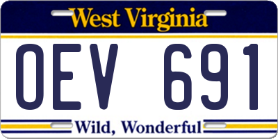 WV license plate OEV691