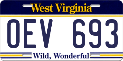 WV license plate OEV693