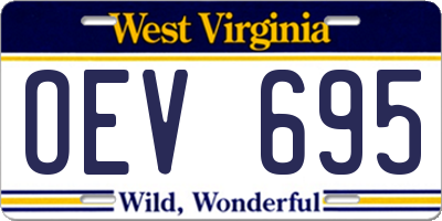 WV license plate OEV695