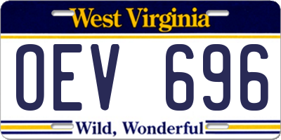 WV license plate OEV696